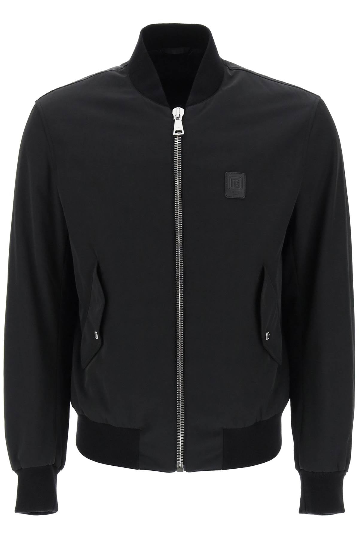 Shop Balmain Splendid Nylon Bomber Jacket With Bold Logo Print In Black