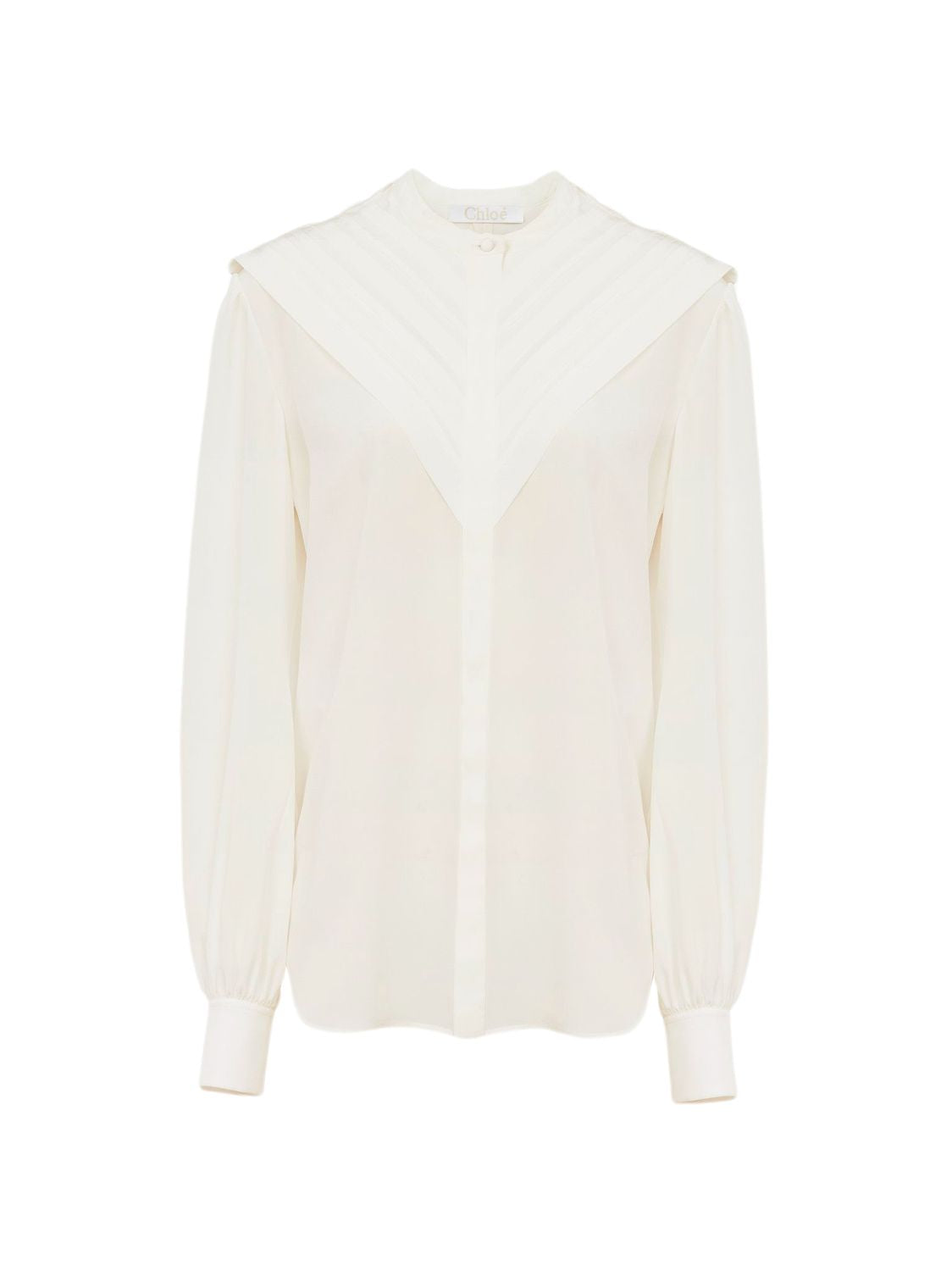 Chloé White Iconic Silk Top For Women In Iconic Milk