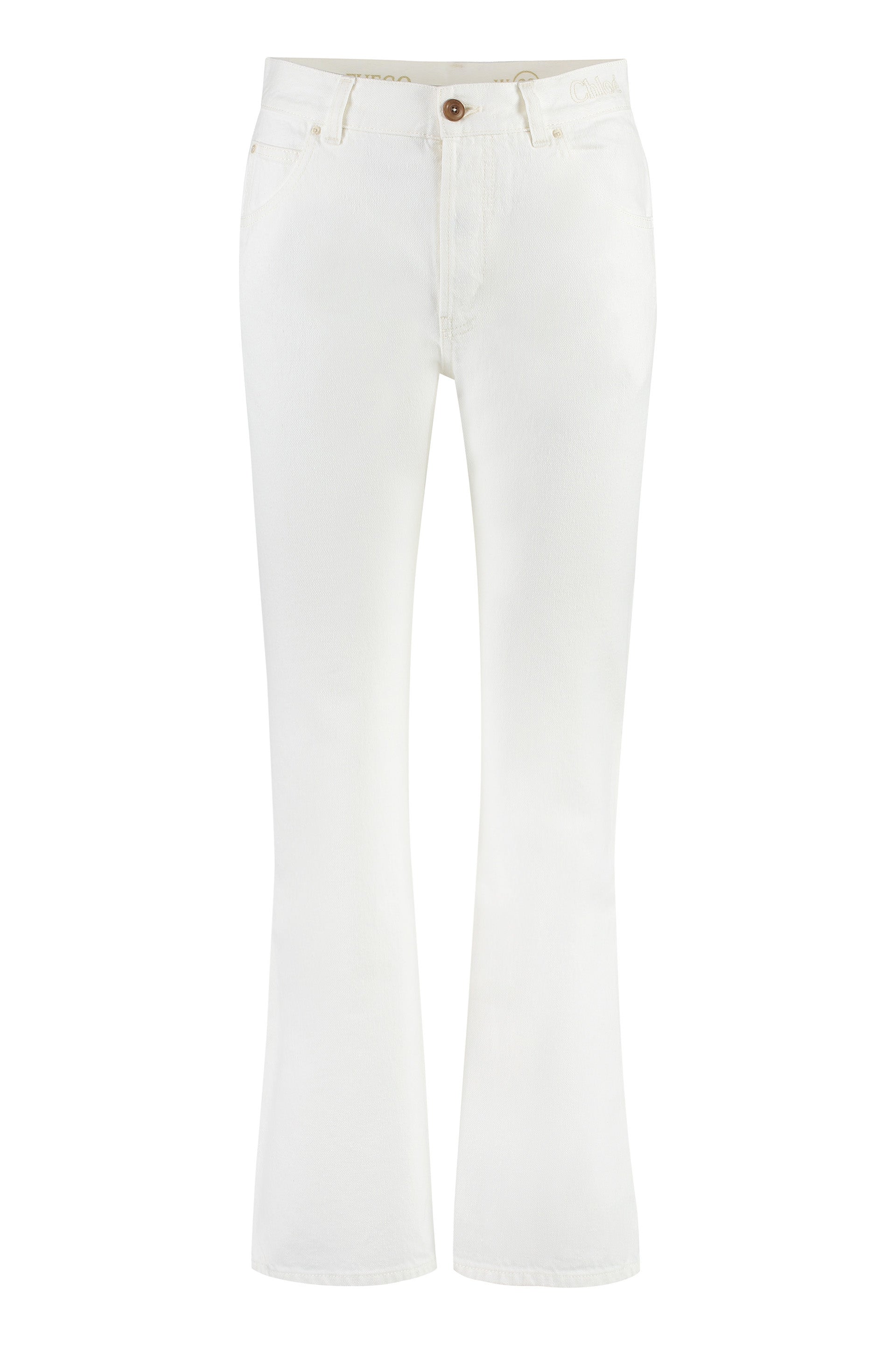Chloé Women's White 5-pocket Straight-leg Jeans For Fw23