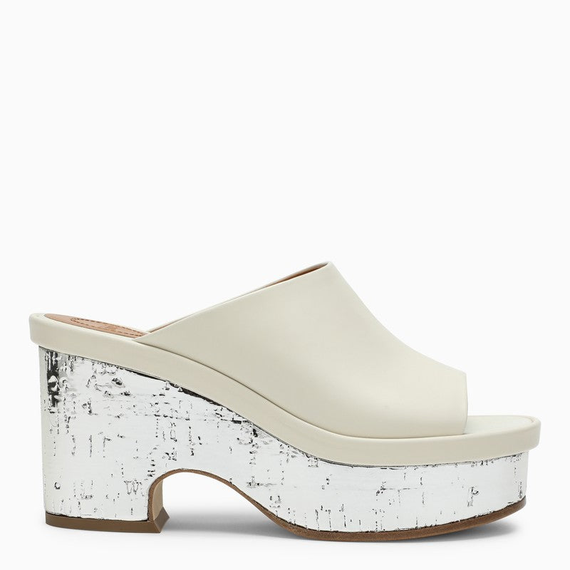 Shop Chloé White Silver High Wedge Sandals For Women