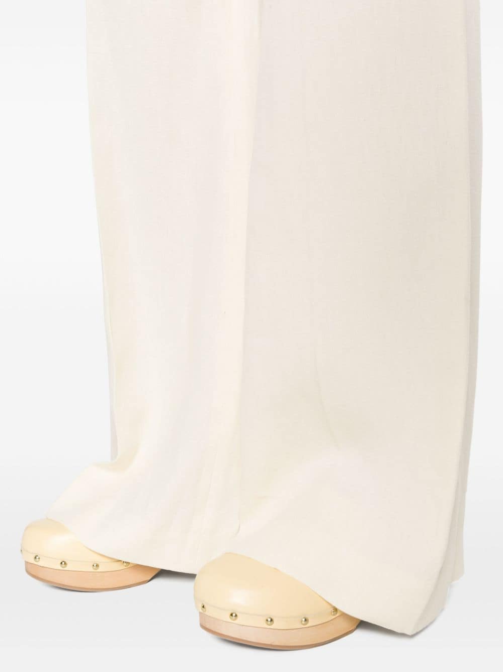 Shop Chloé Milk White Linen Flared Trousers For Women