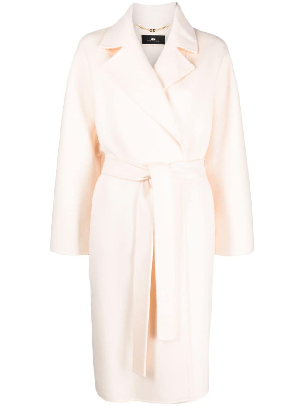 Shop Elisabetta Franchi Powder Pink Wool Jacket With Belted Waist For Women In Brown