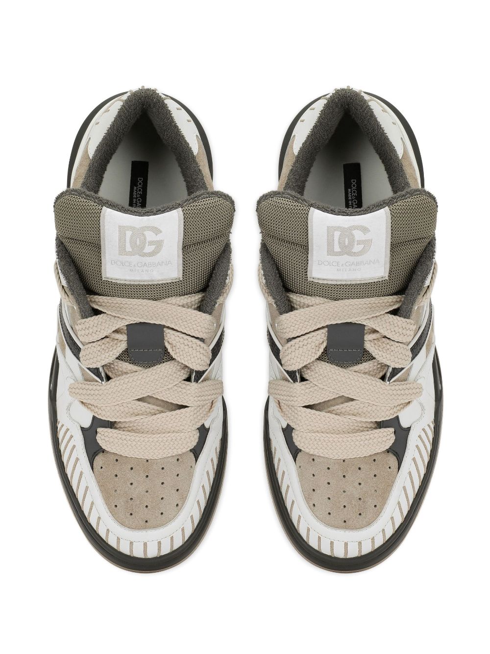 Shop Dolce & Gabbana Men's New Rome Leather Sneaker In Gray