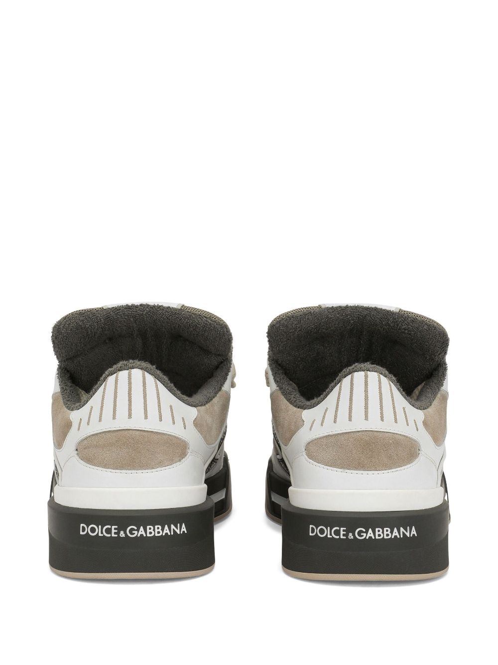 Shop Dolce & Gabbana Men's New Rome Leather Sneaker In Gray