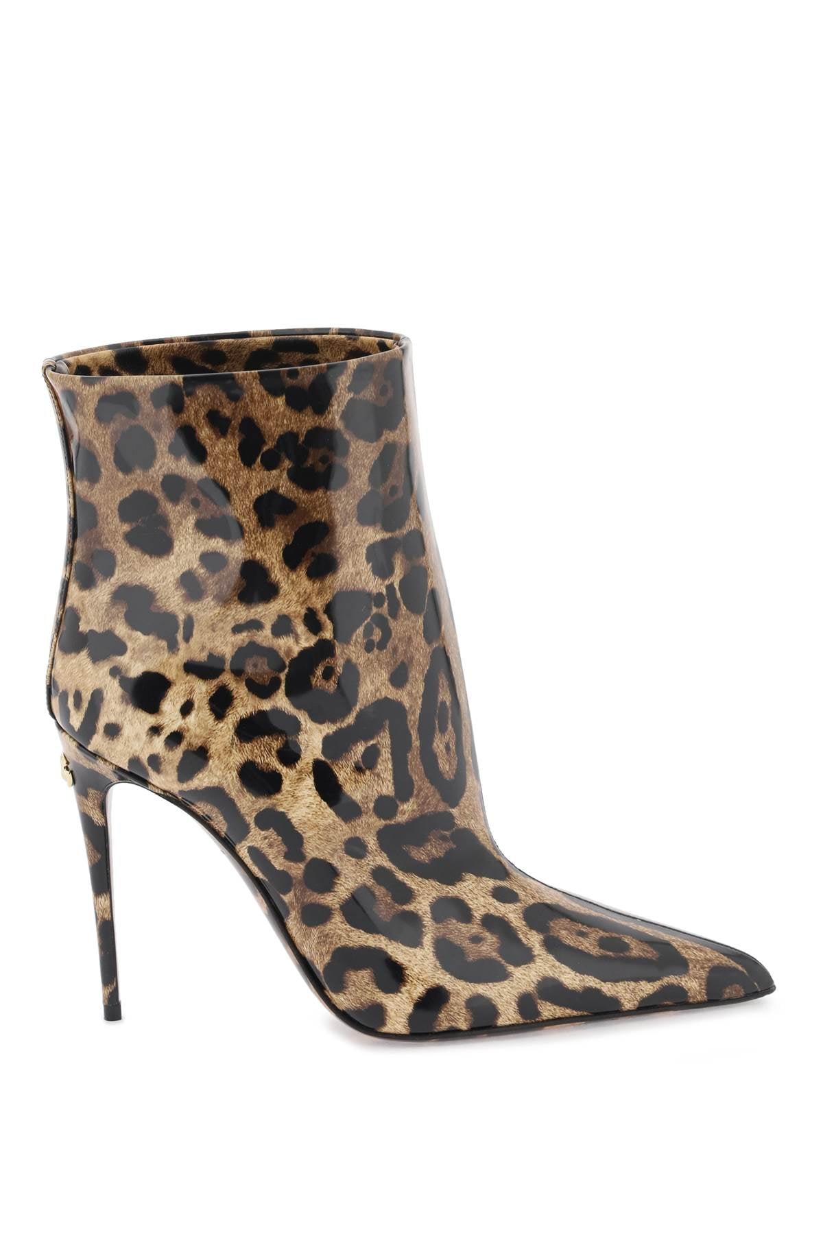 Shop Dolce & Gabbana Leo-print Leather Ankle Boots With Stiletto Heel For Women In Multicolor