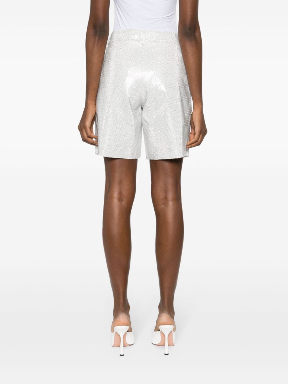 Shop Ermanno Scervino White Crystal Embellished Cotton Shorts For Women
