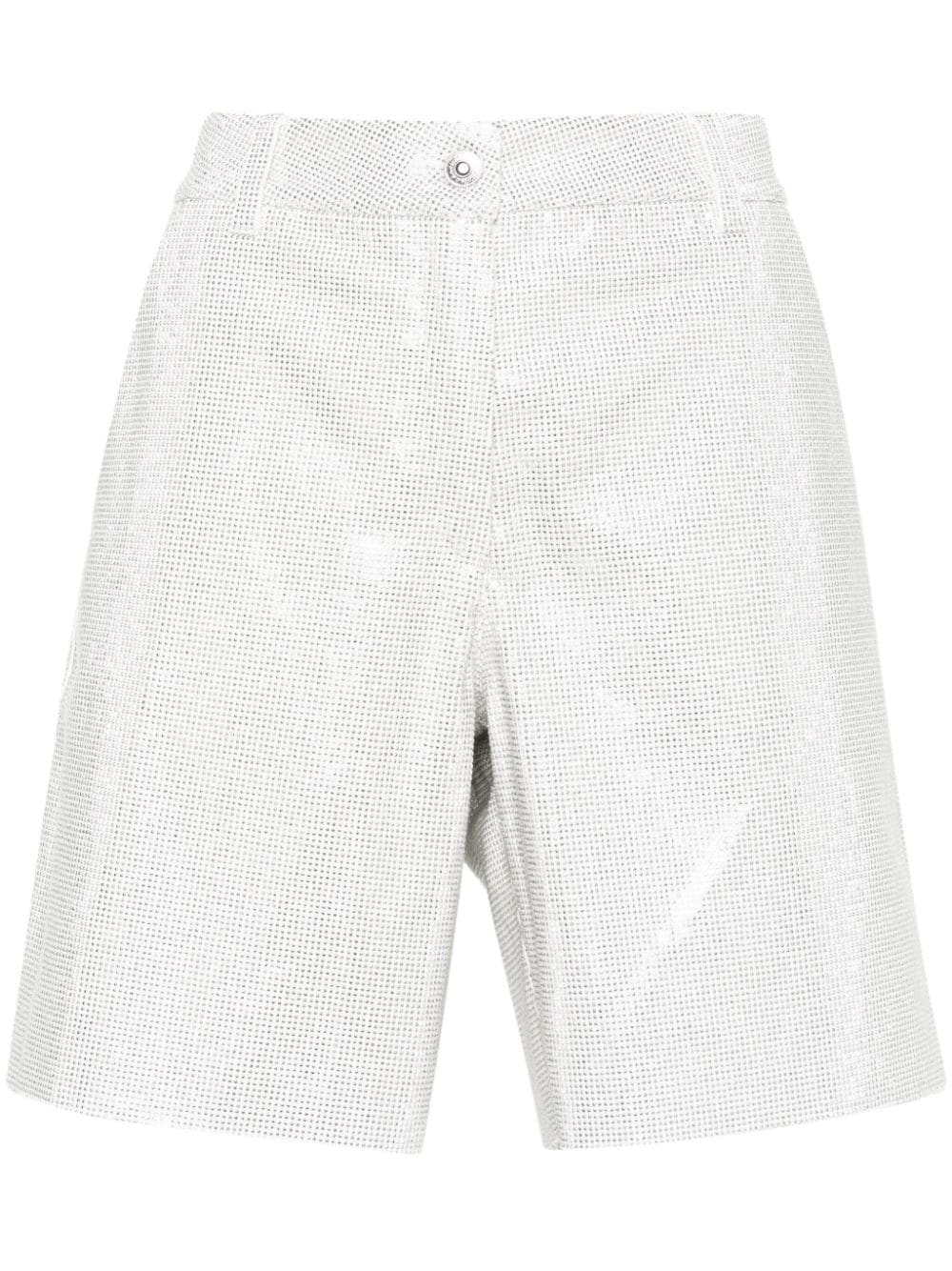 Shop Ermanno Scervino White Crystal Embellished Cotton Shorts For Women
