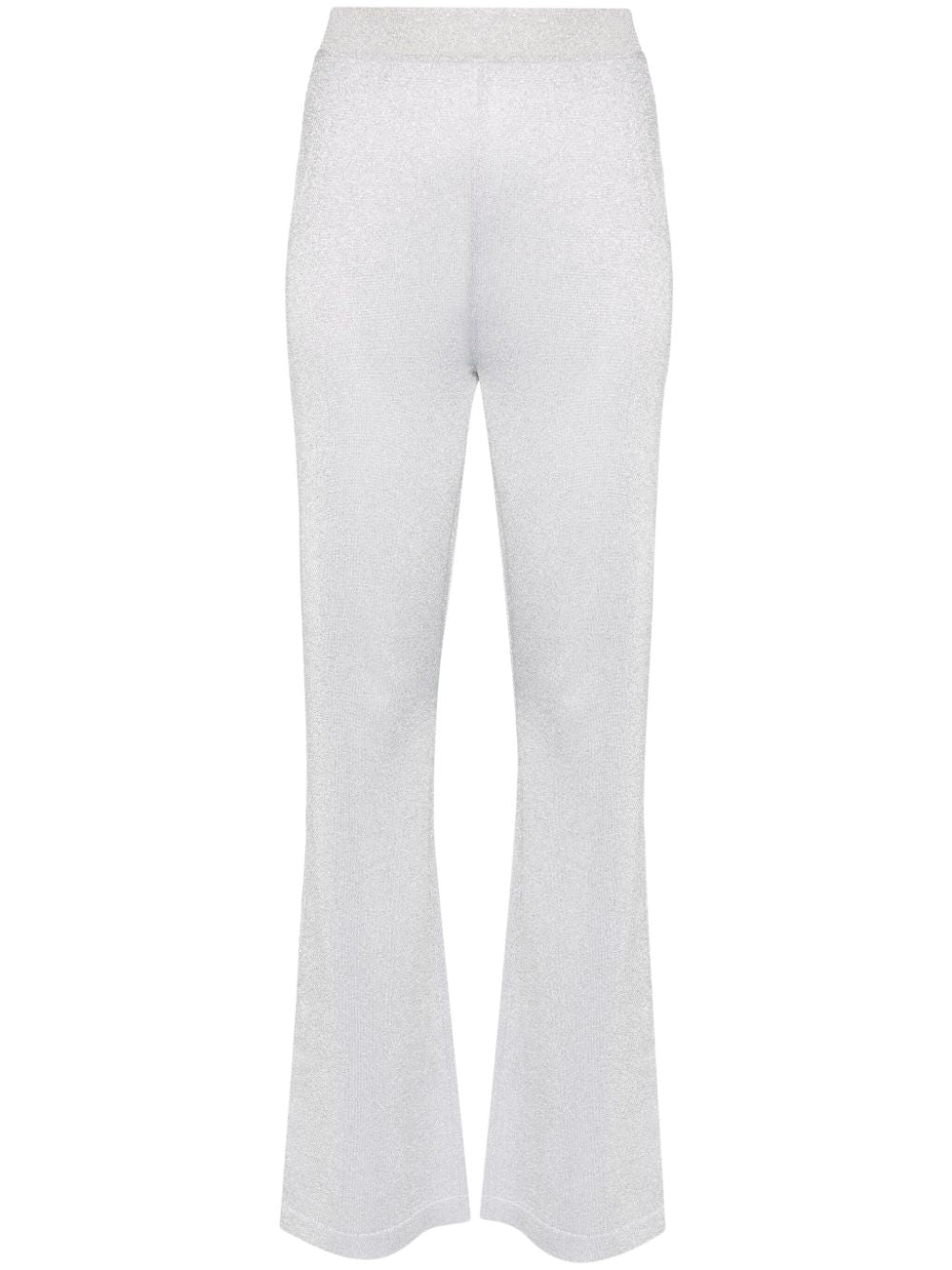Missoni High-waisted Flared Trousers In Silver Lurex Knit For Women In White