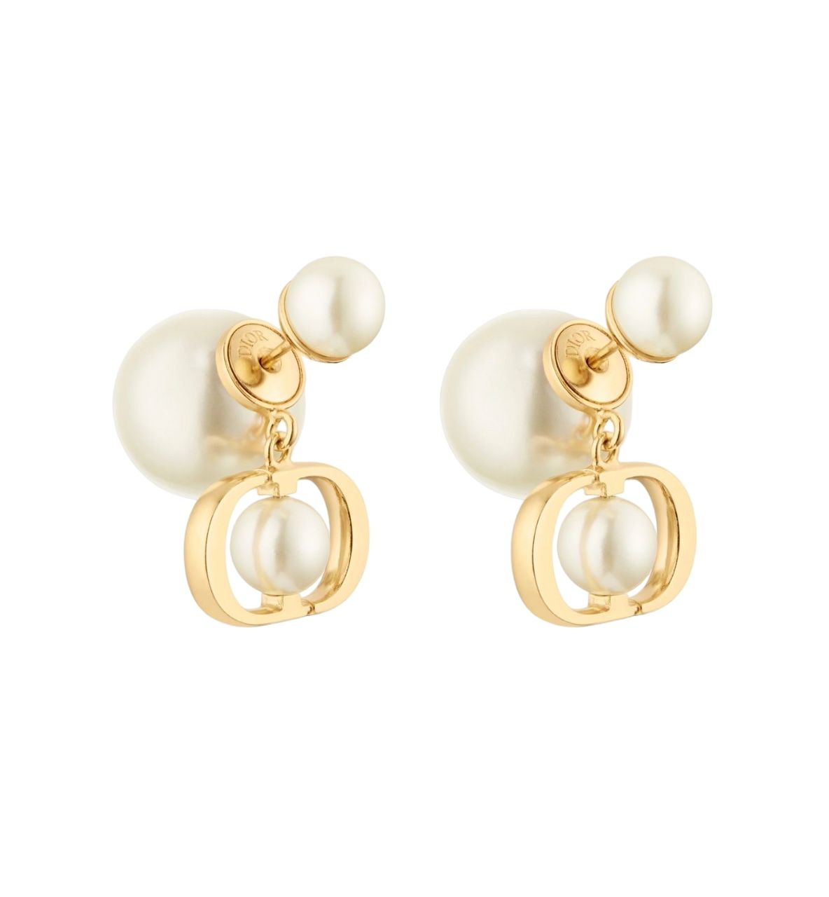 Dior Elegant Gold-finish Pearl Earrings For Women