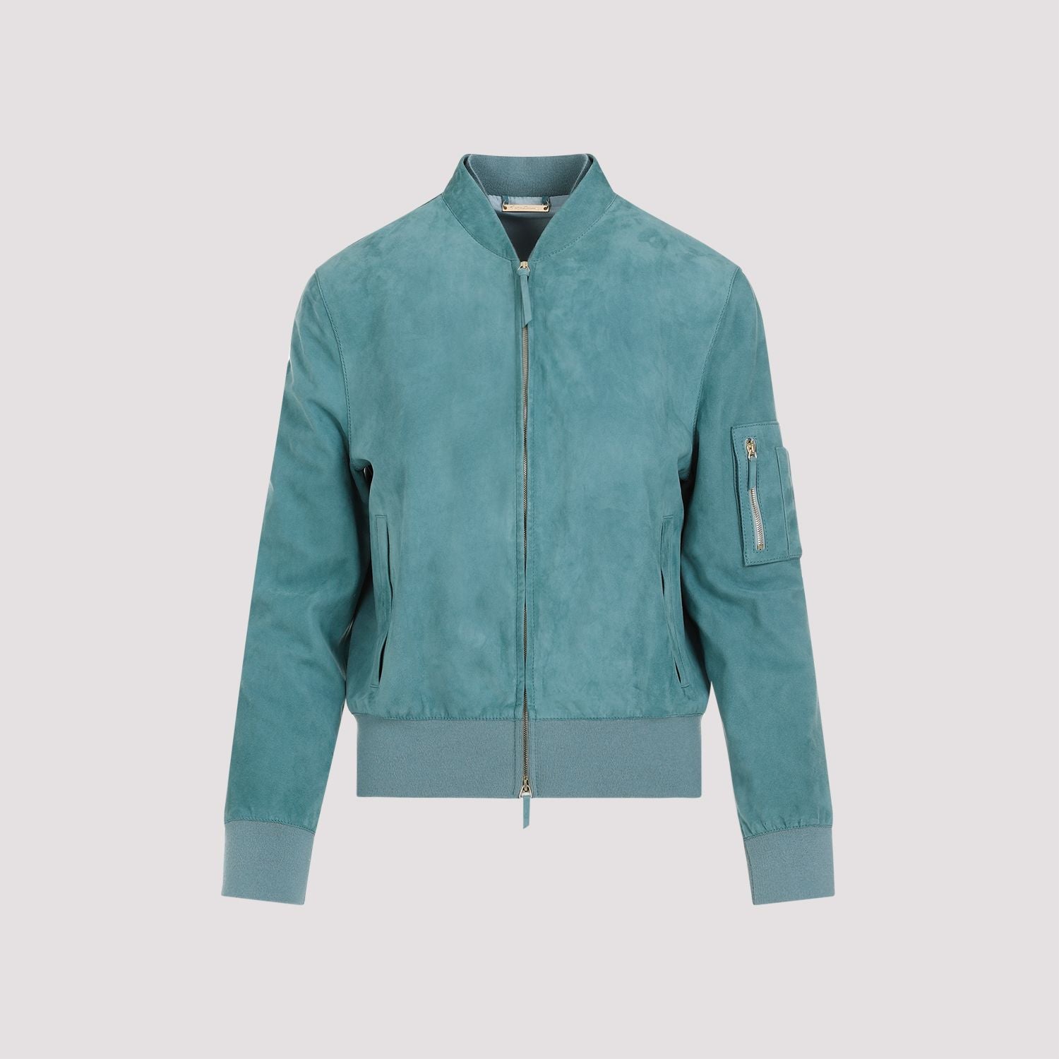 Shop Giorgio Armani Green Leather Jacket For Women