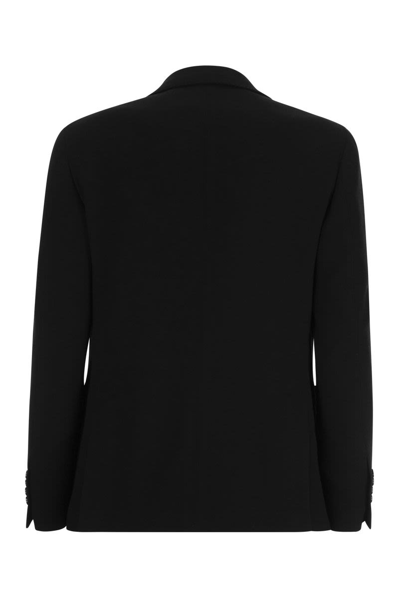 Shop Lardini Deconstructed Wool And Cotton Blend Jacket In Black