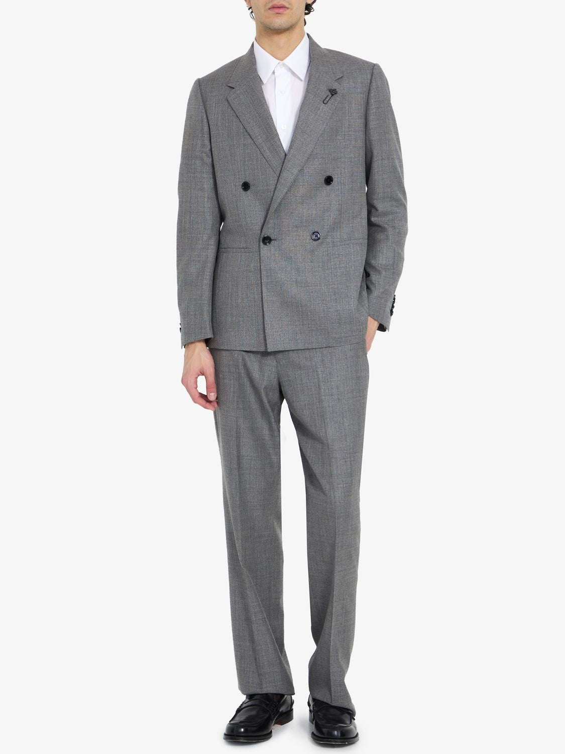Shop Lardini Two-piece Suit In Wool And Silk In Grey