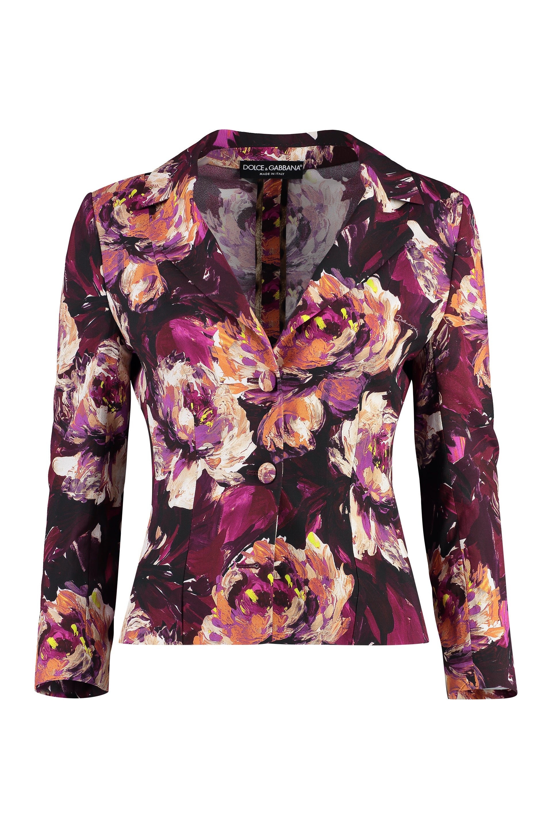 Shop Dolce & Gabbana Maroon Floral Print Cady Blazer For Women In Burgundy