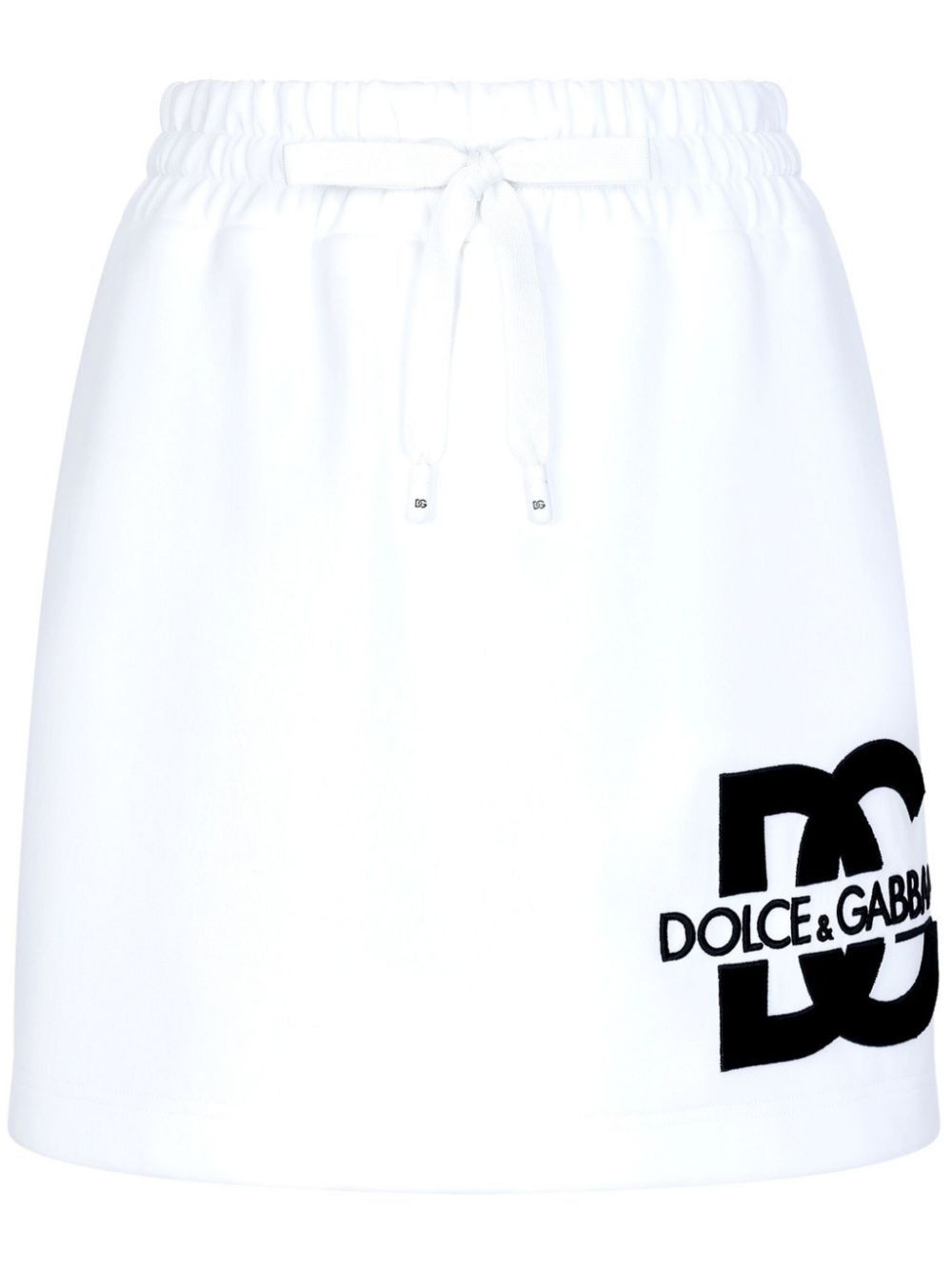 Shop Dolce & Gabbana Fleece Logo Print Skirt In White
