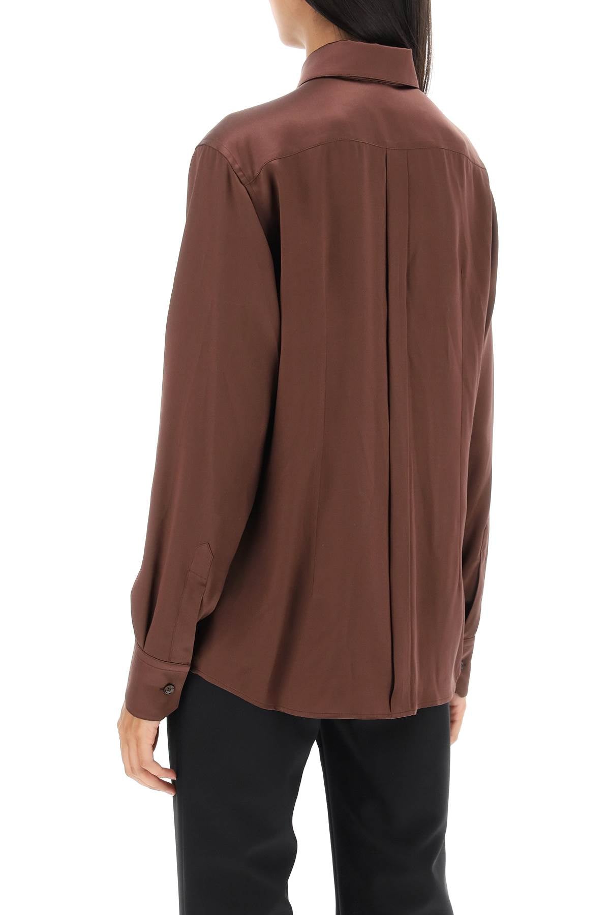 Shop Dolce & Gabbana Silk Satin Shirt For Women In Brown