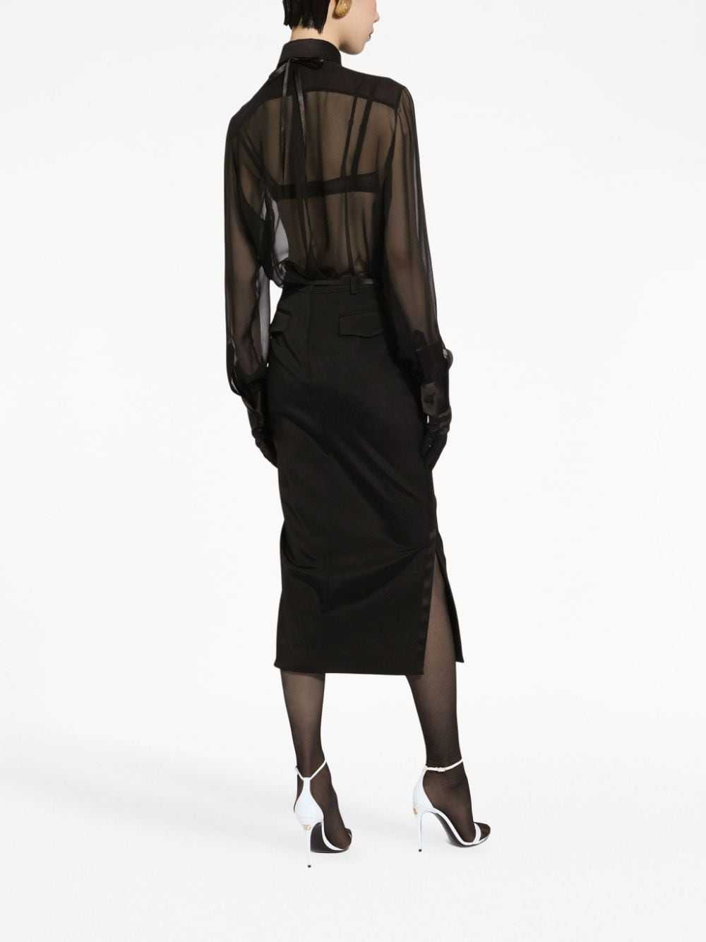 Shop Dolce & Gabbana Semi-sheer Mesh Shirt For Women By  In Black
