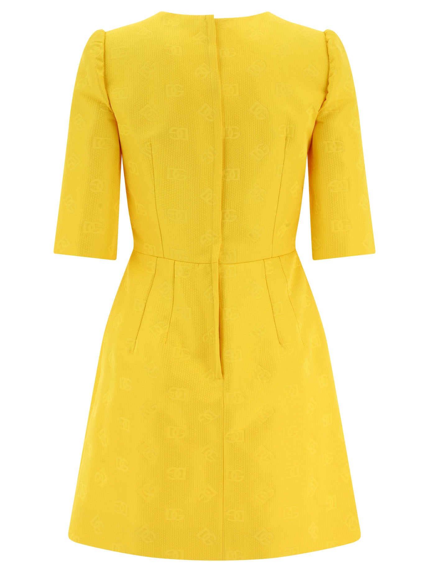 Shop Dolce & Gabbana Stylish Yellow 'dg' Motif Dress For Women