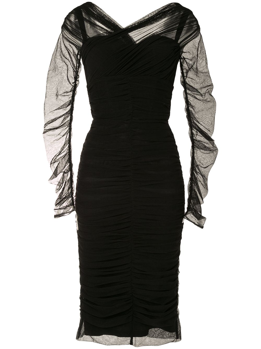Dolce & Gabbana Stylish Black Ruched Midi Dress For Women