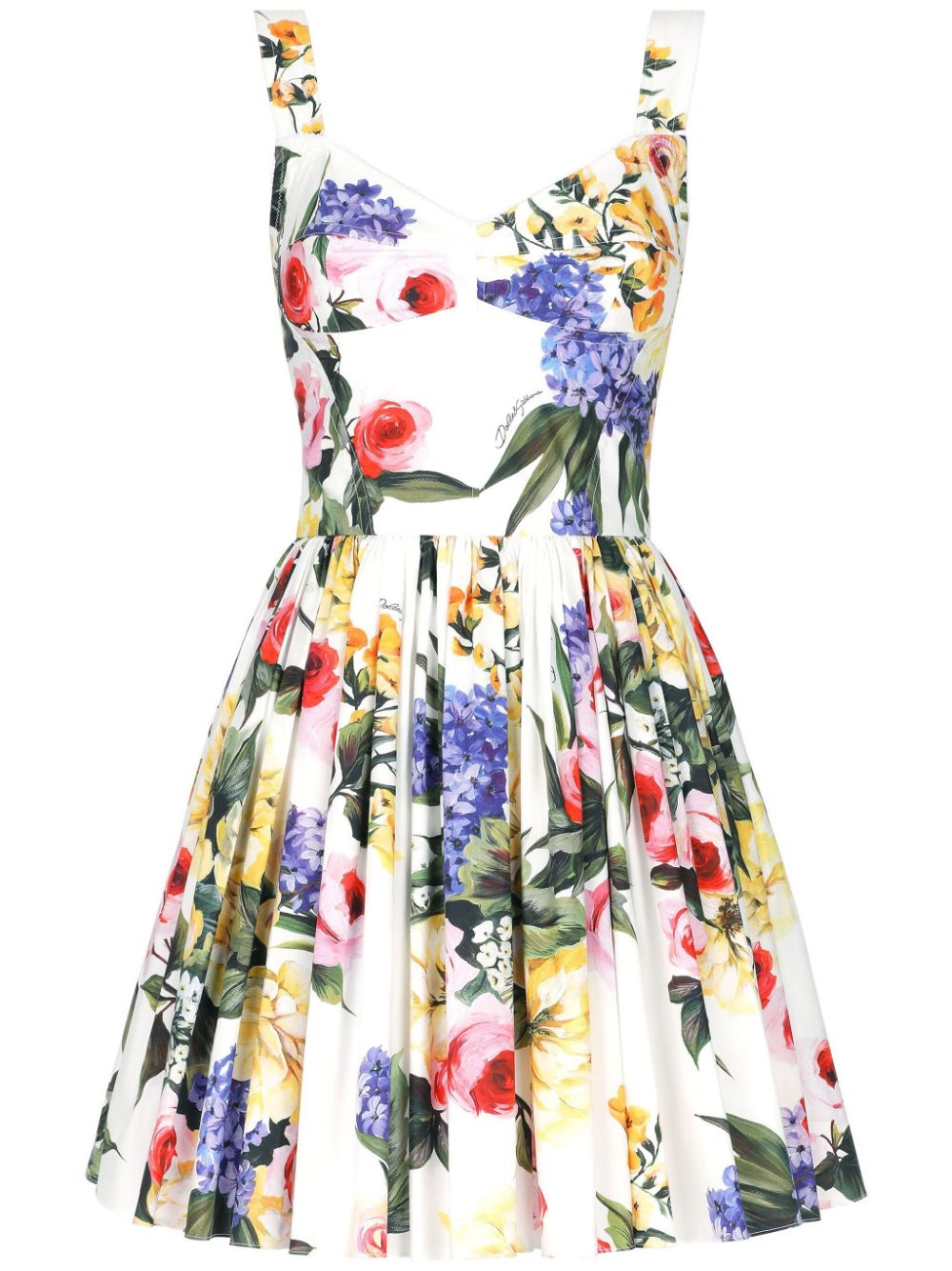Shop Dolce & Gabbana Floral Print Bustier Mini Dress In White