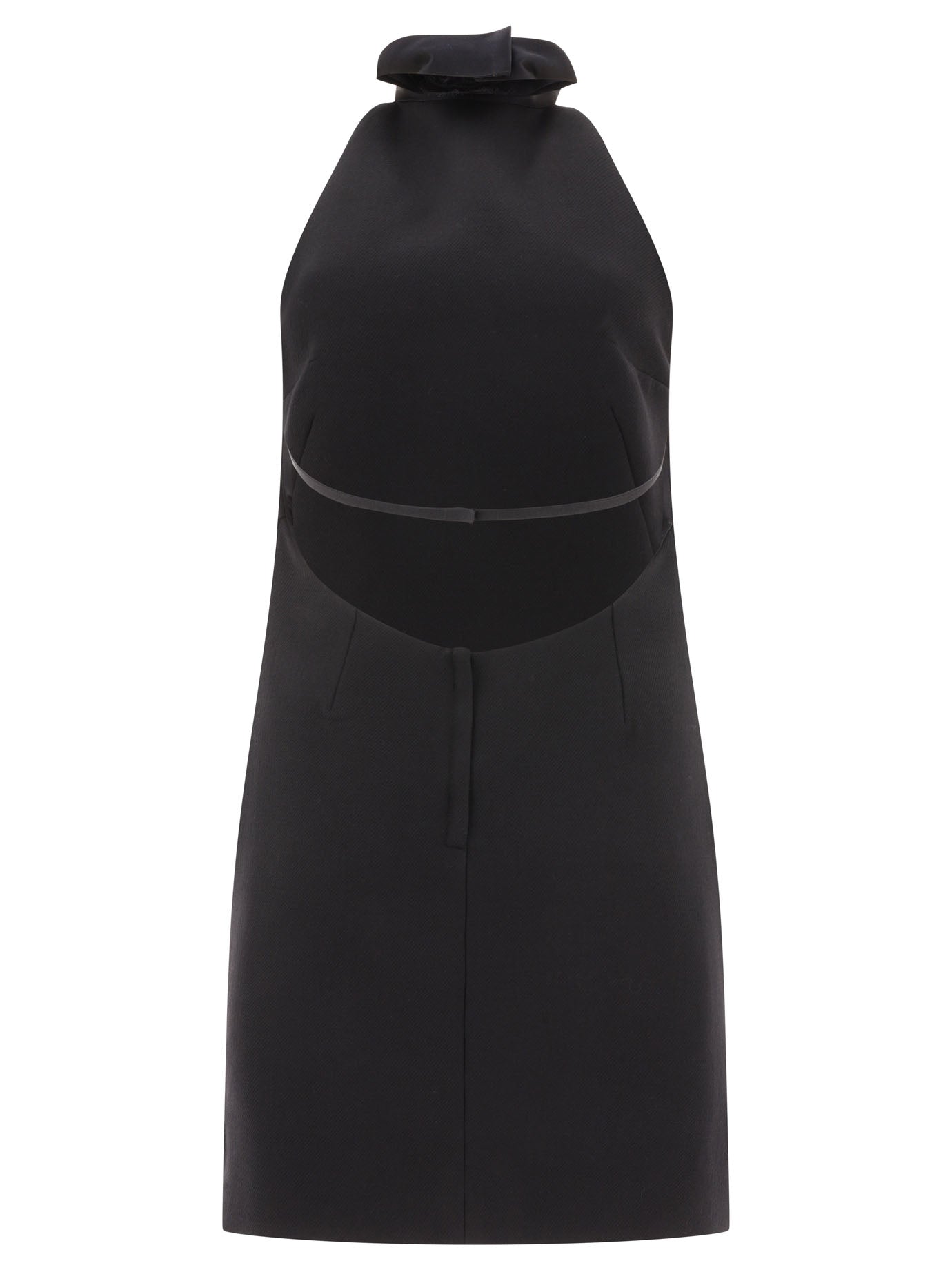Shop Dolce & Gabbana Elegant Black Woolen Dress For Women With Rear Neckline