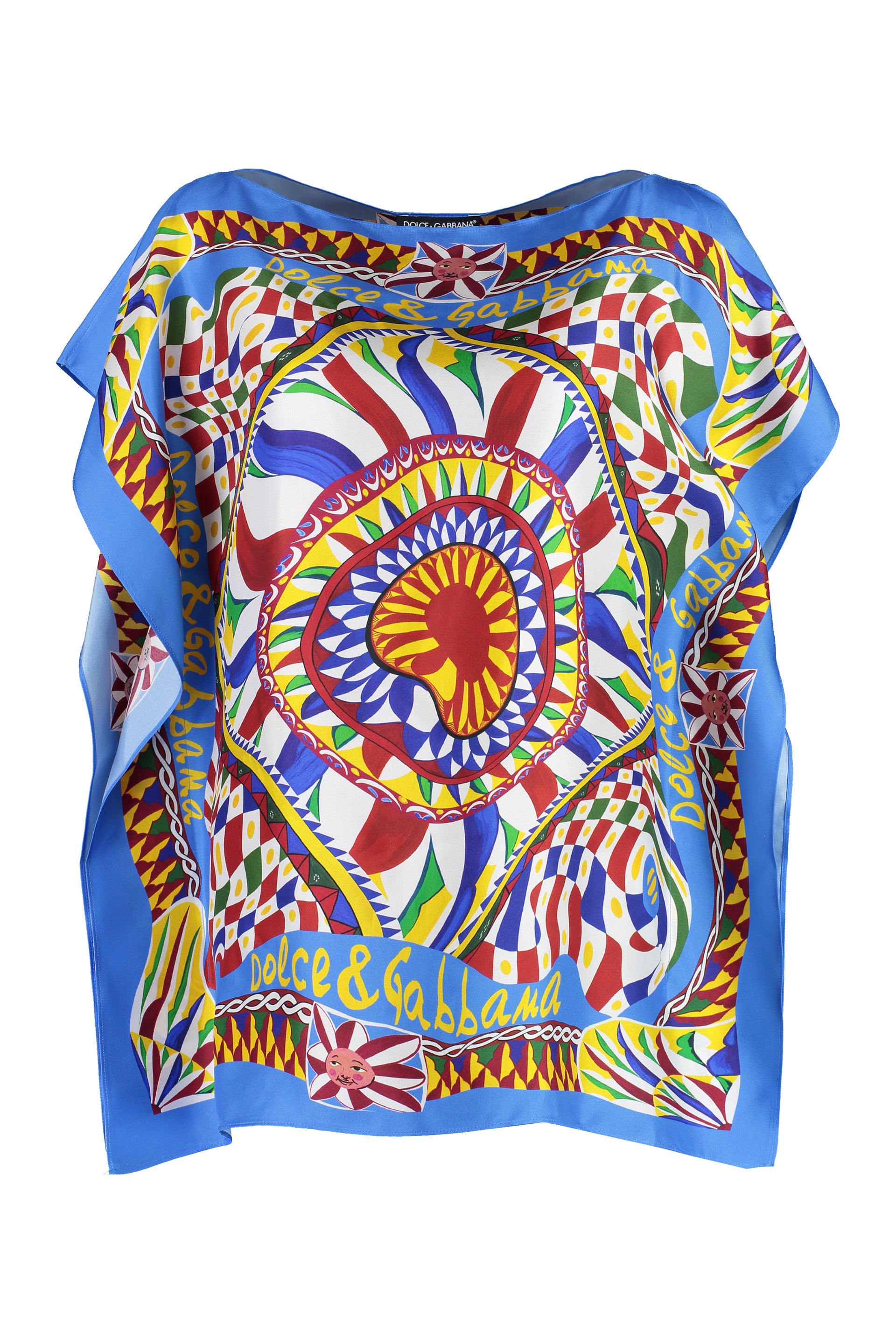 Shop Dolce & Gabbana Stunning Printed Twill Blouse For Women In Light Blue