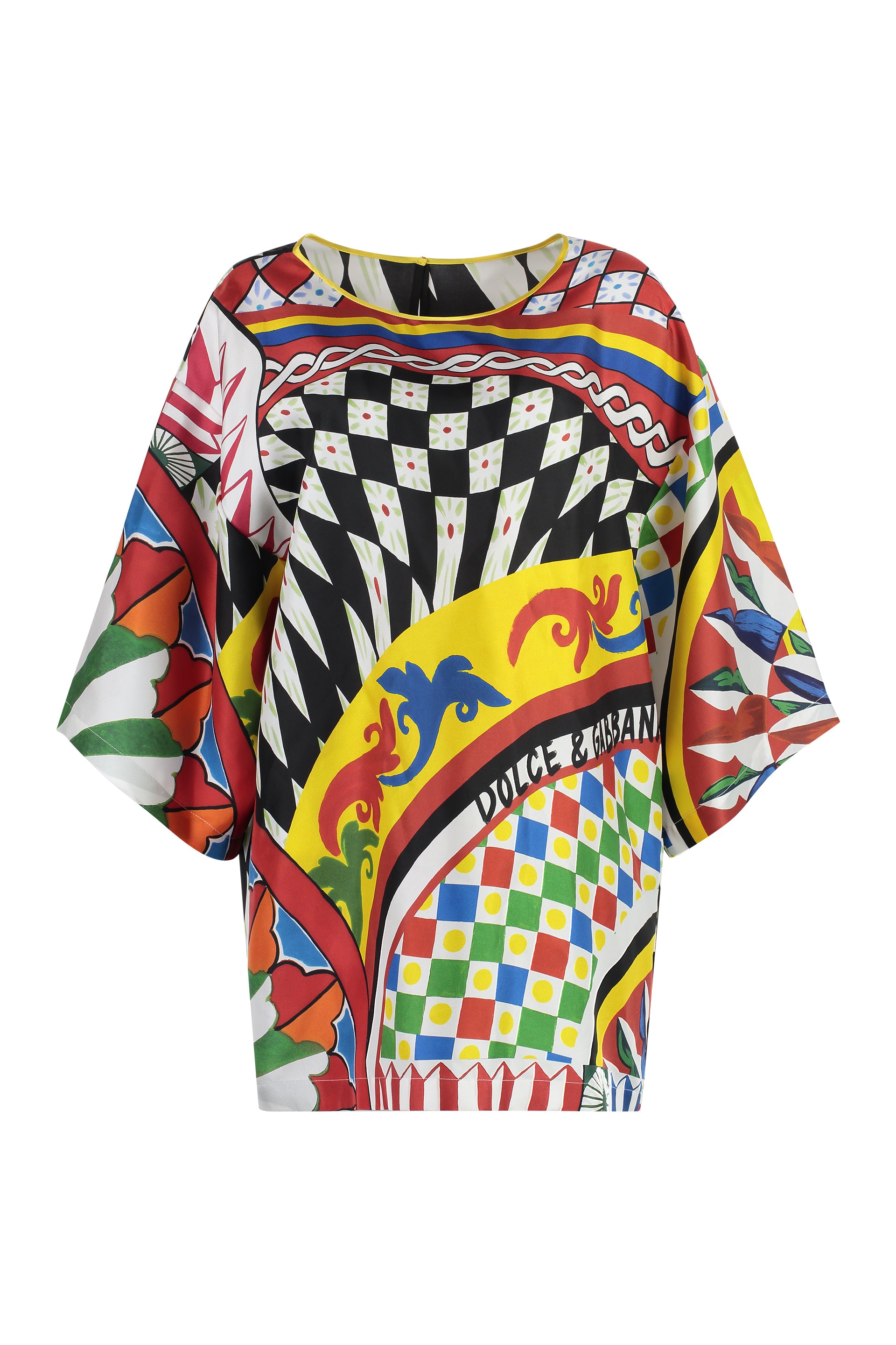 Shop Dolce & Gabbana Multicolor Printed Silk Blouse For Women