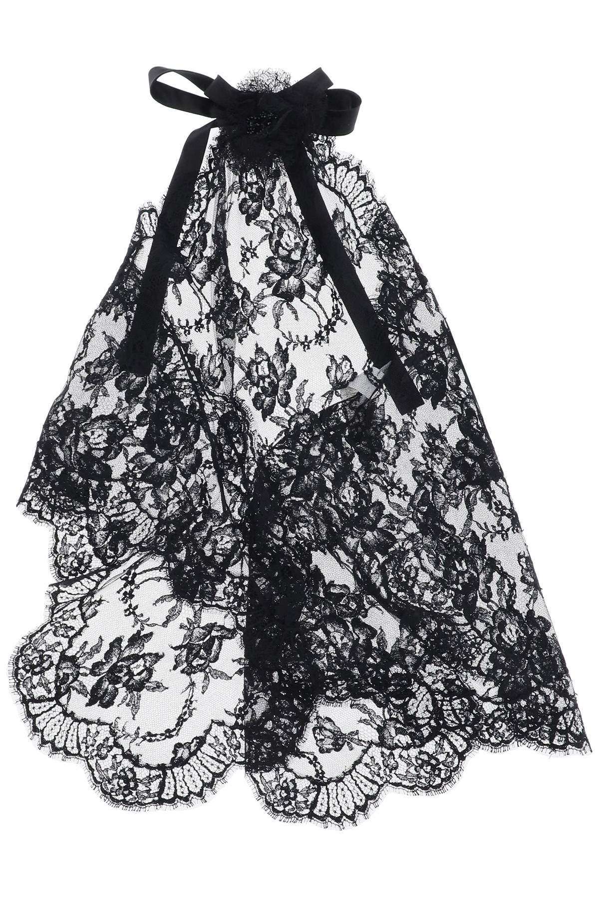 Shop Dolce & Gabbana Floral Chantilly Lace Asymmetrical Top For Women In Black