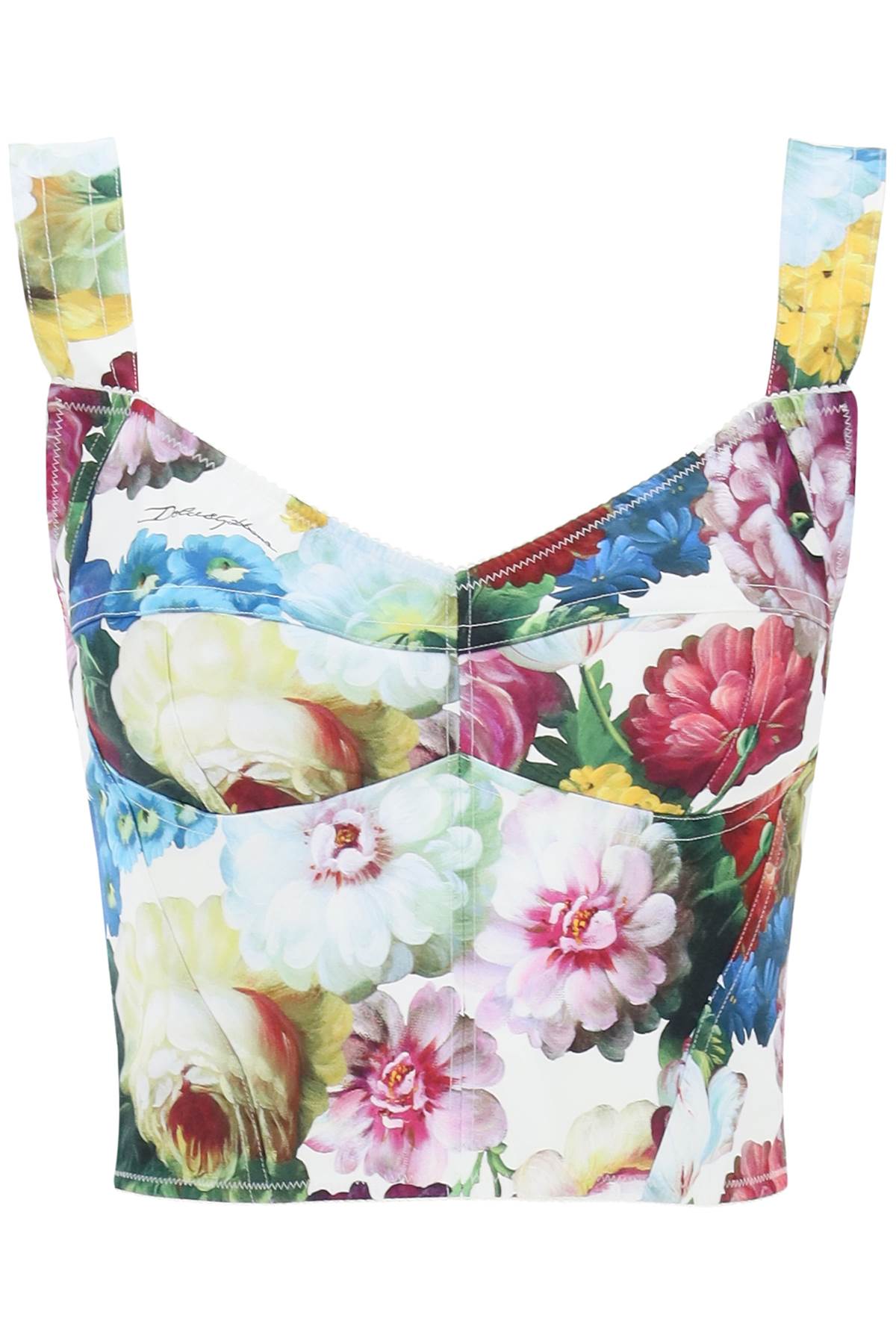 Shop Dolce & Gabbana Floral Print Corset Top In Tan