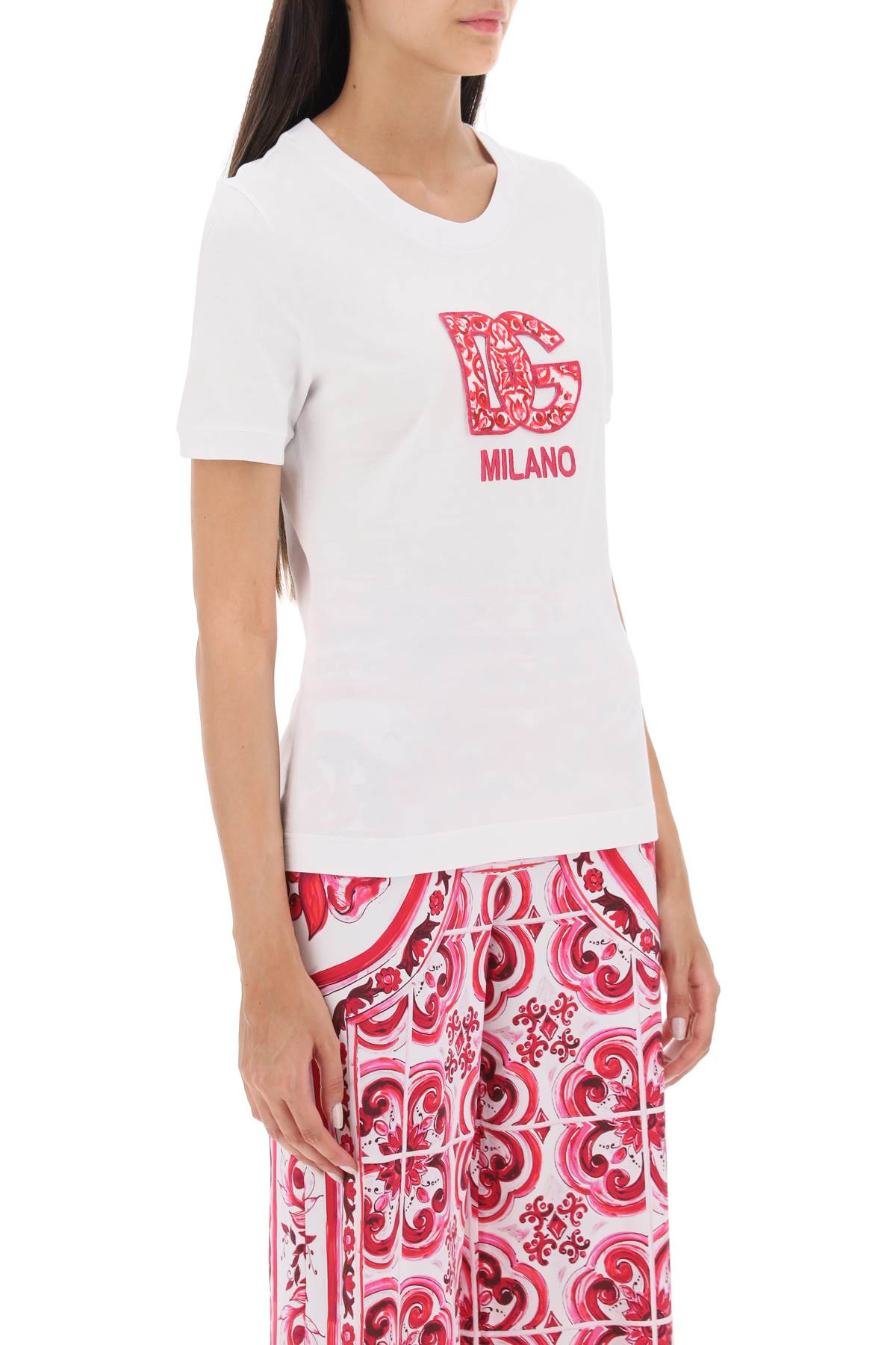 Shop Dolce & Gabbana White Ribbed Cotton T-shirt For Women