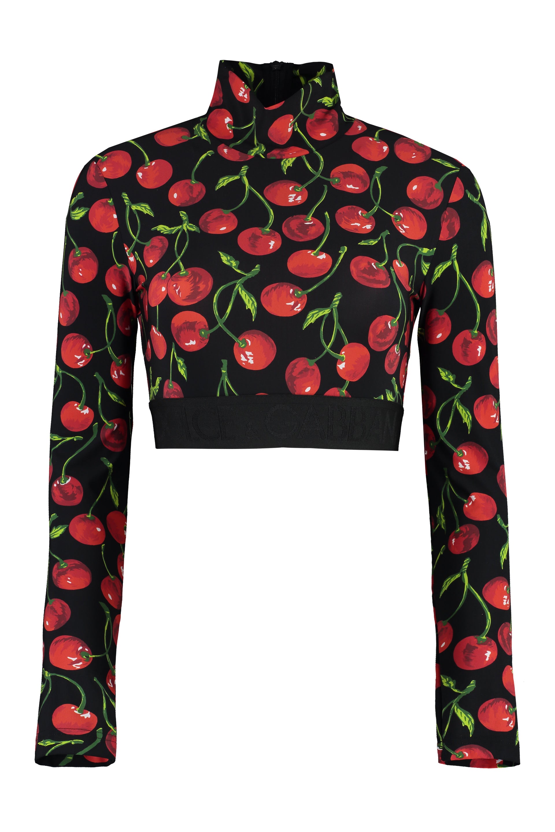 Shop Dolce & Gabbana Colorful All Over Print Long Sleeve Crop Top For Women In Multicolor