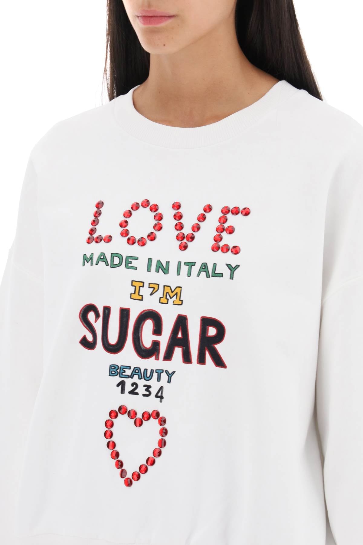 Shop Dolce & Gabbana White Lettering Print Oversized Sweatshirt For Women
