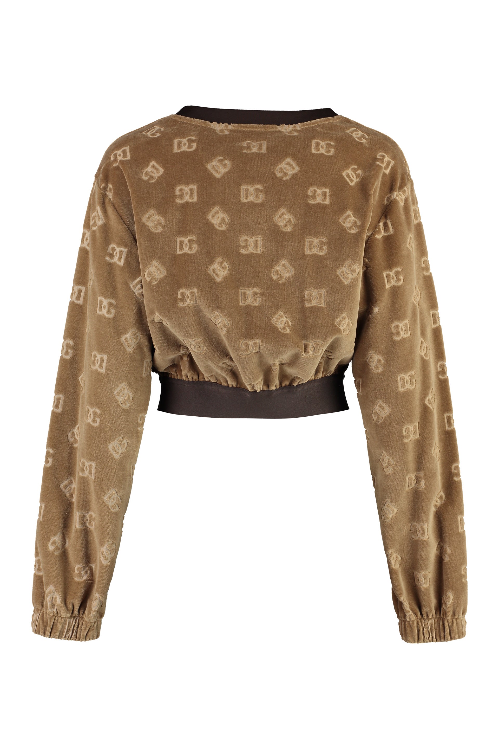 Shop Dolce & Gabbana All-over Jacquard Logo Sweatshirt For Women In Camel