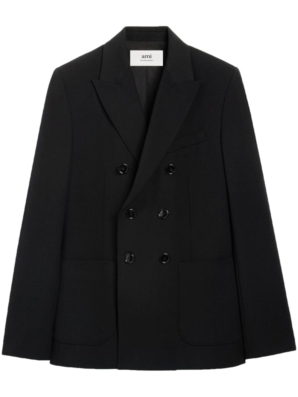 Ami Alexandre Mattiussi Stylish And Sophisticated Women's American-inspired Black Coat For The Ss24 Season