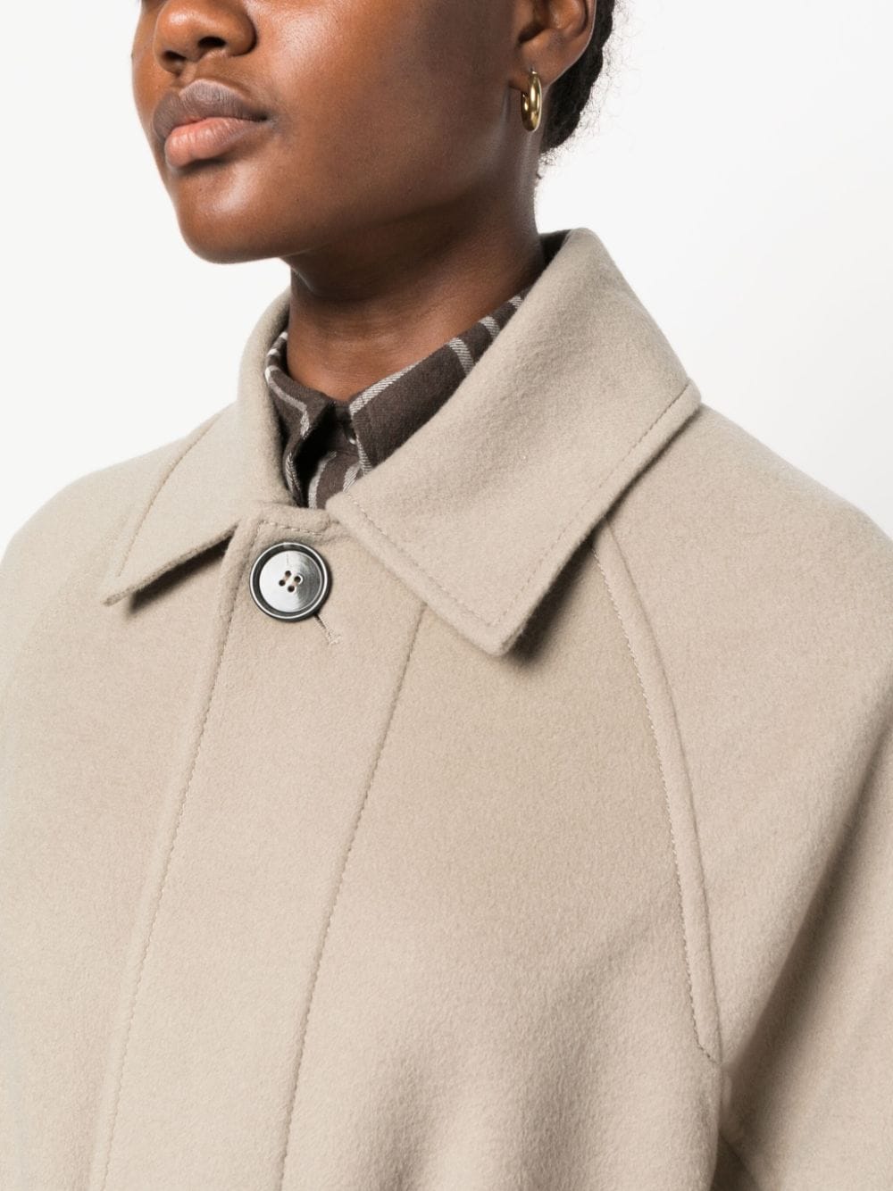 Shop Ami Alexandre Mattiussi Women's Beige Wool-cashmere Blend Jacket With Classic Collar And Detachable Belt In Grey