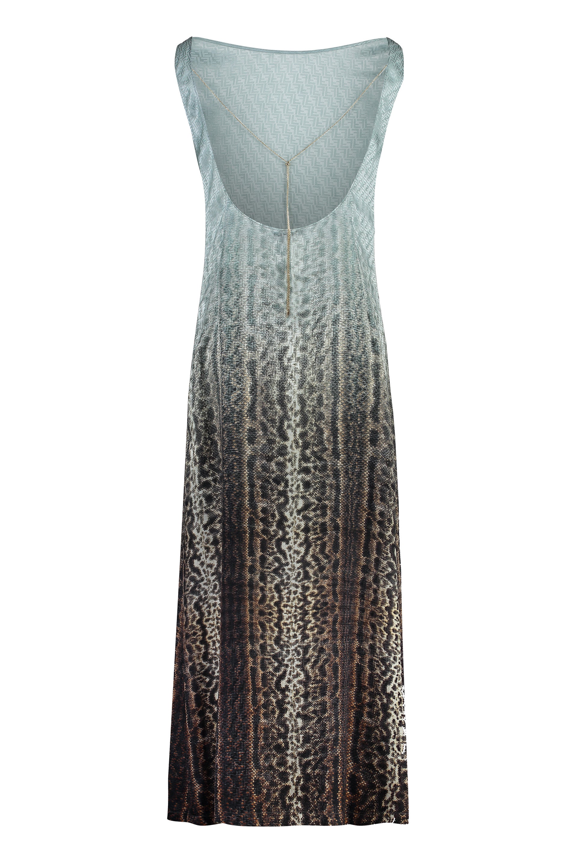 Shop Fendi Navy Animal Print Silk Dress For Women In Light Blue