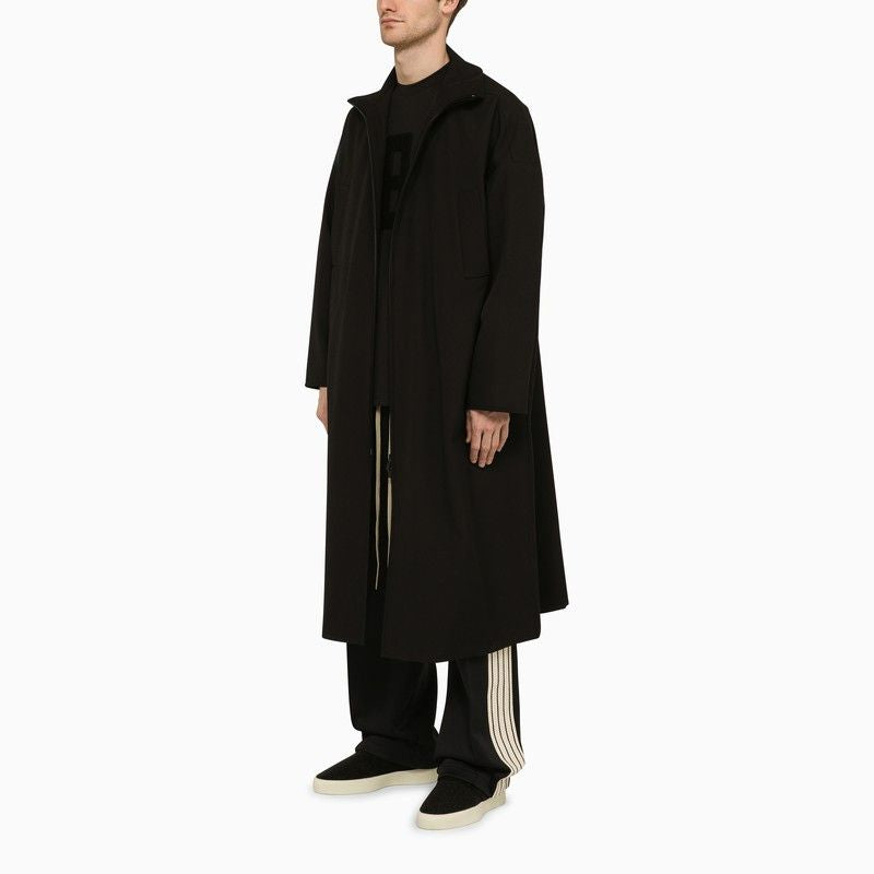 Shop Fear Of God Black Wool Trench Jacket With High Collar For Men