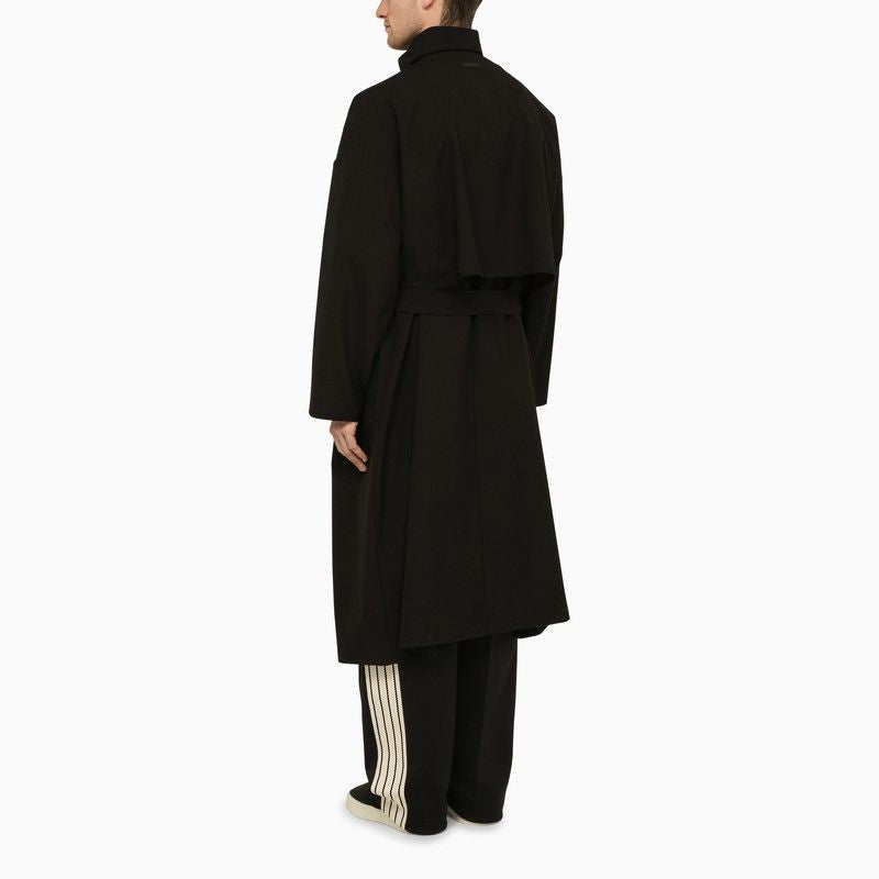 Shop Fear Of God Black Wool Trench Jacket With High Collar For Men