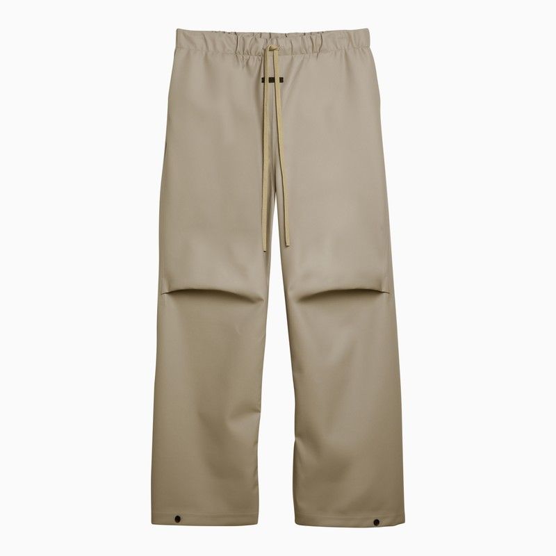 Shop Fear Of God Dune-coloured Rubberized Wide-leg Trousers For Men In Beige