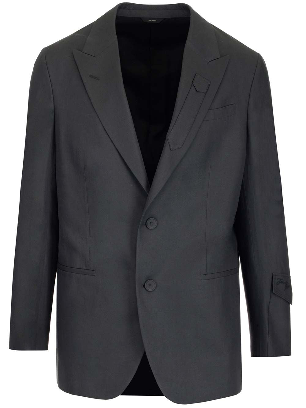 Fendi Men's Peak Lapel Grey Blazer For Ss22