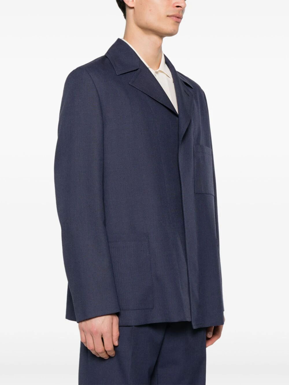 Shop Fendi Men's Single Breasted Wool Blazer In Blue
