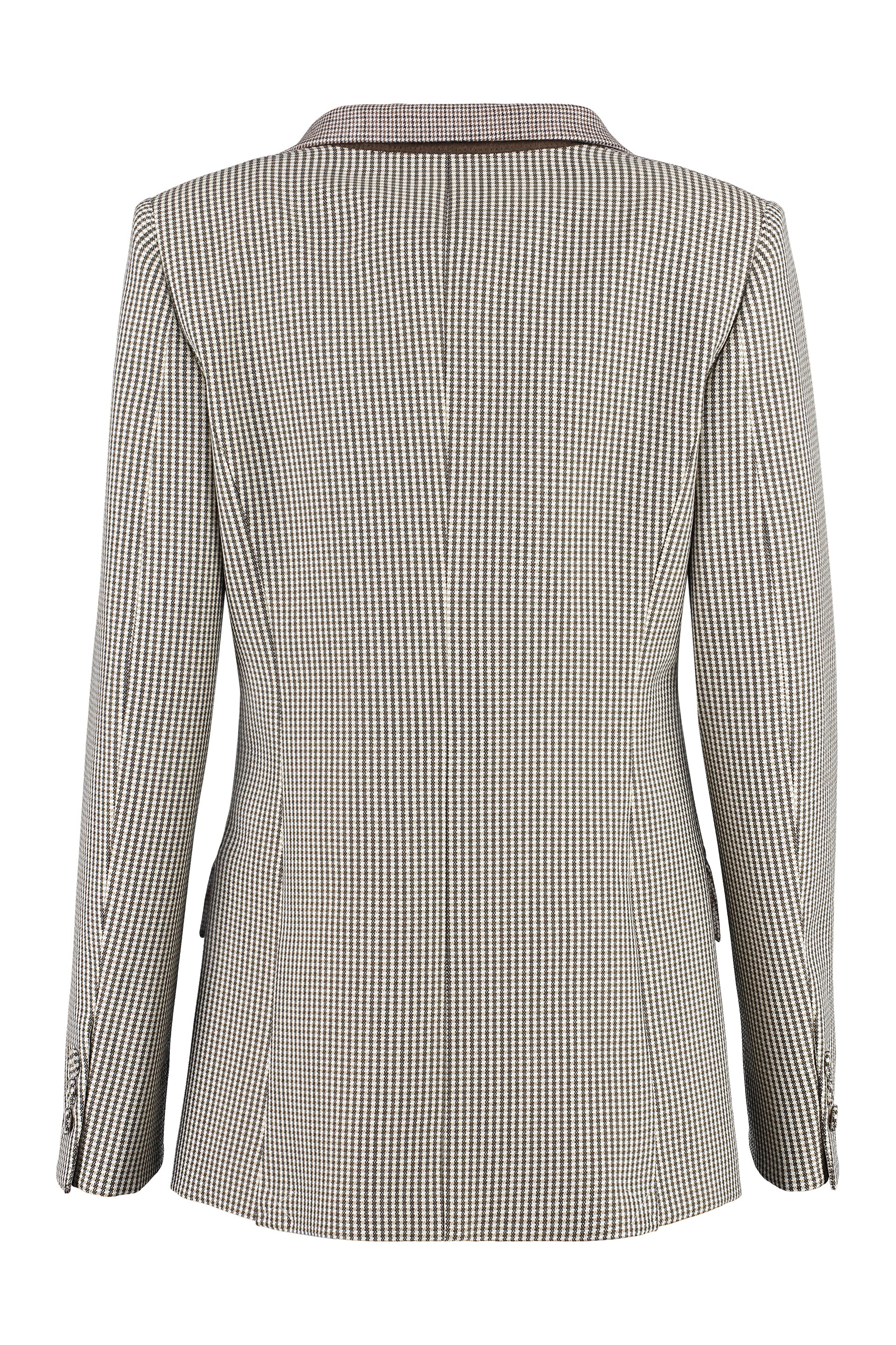 Shop Fendi Feminine Houndstooth Blazer With Structured Shoulders And Double Back Slit In Brown