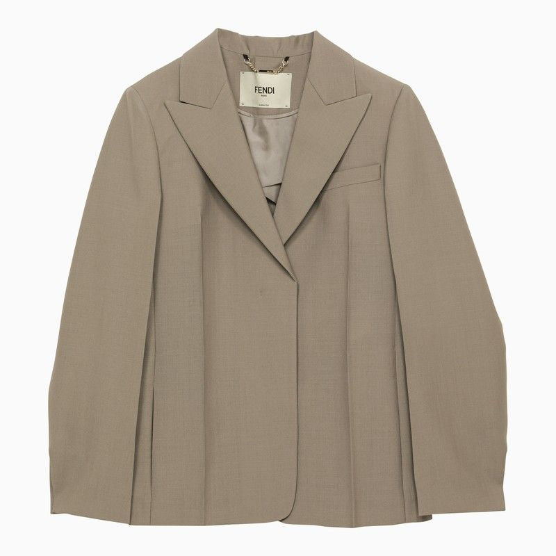 Shop Fendi Turtledove Wool Single-breasted Jacket For Women In Grey