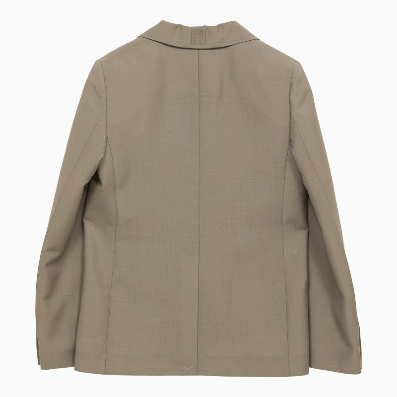 Shop Fendi Turtledove Wool Single-breasted Jacket For Women In Grey