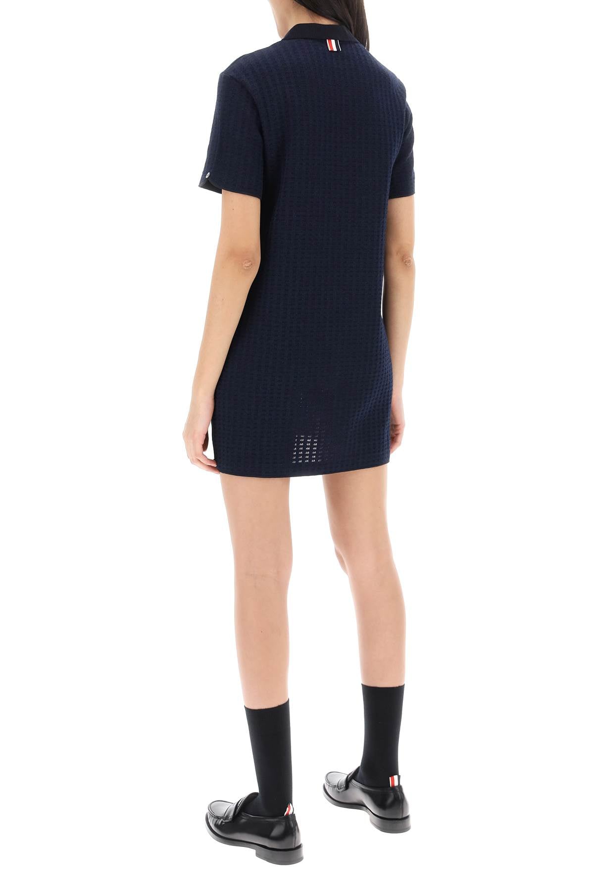 Shop Thom Browne Mini Polo-style Jacquard Dress In Navy For Women In Blue