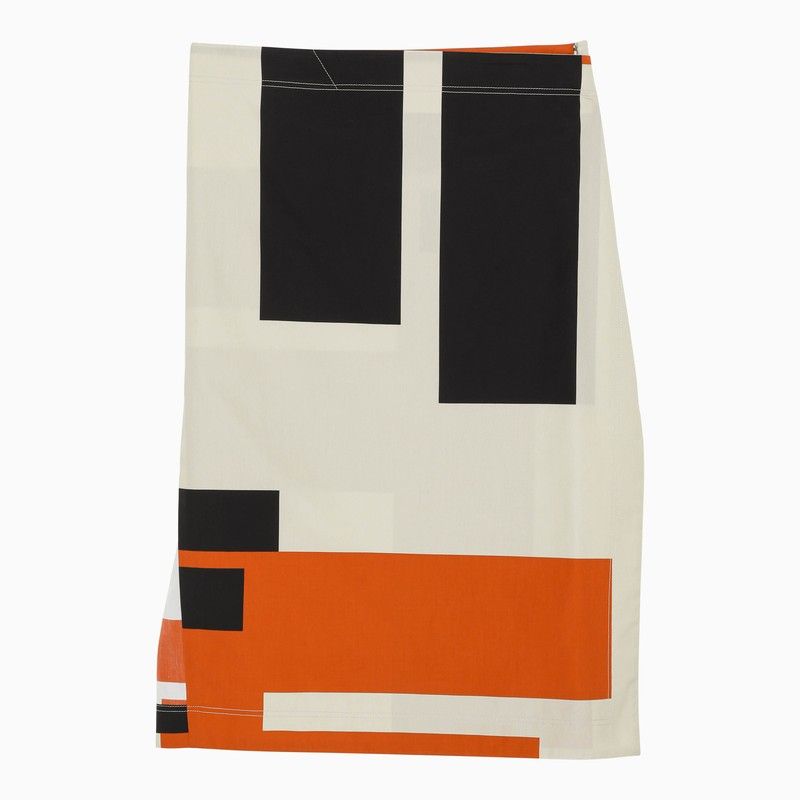 Shop Fendi Multicolored Printed Maxi Skirt With Asymmetric Hem And Draped Panel In Orange