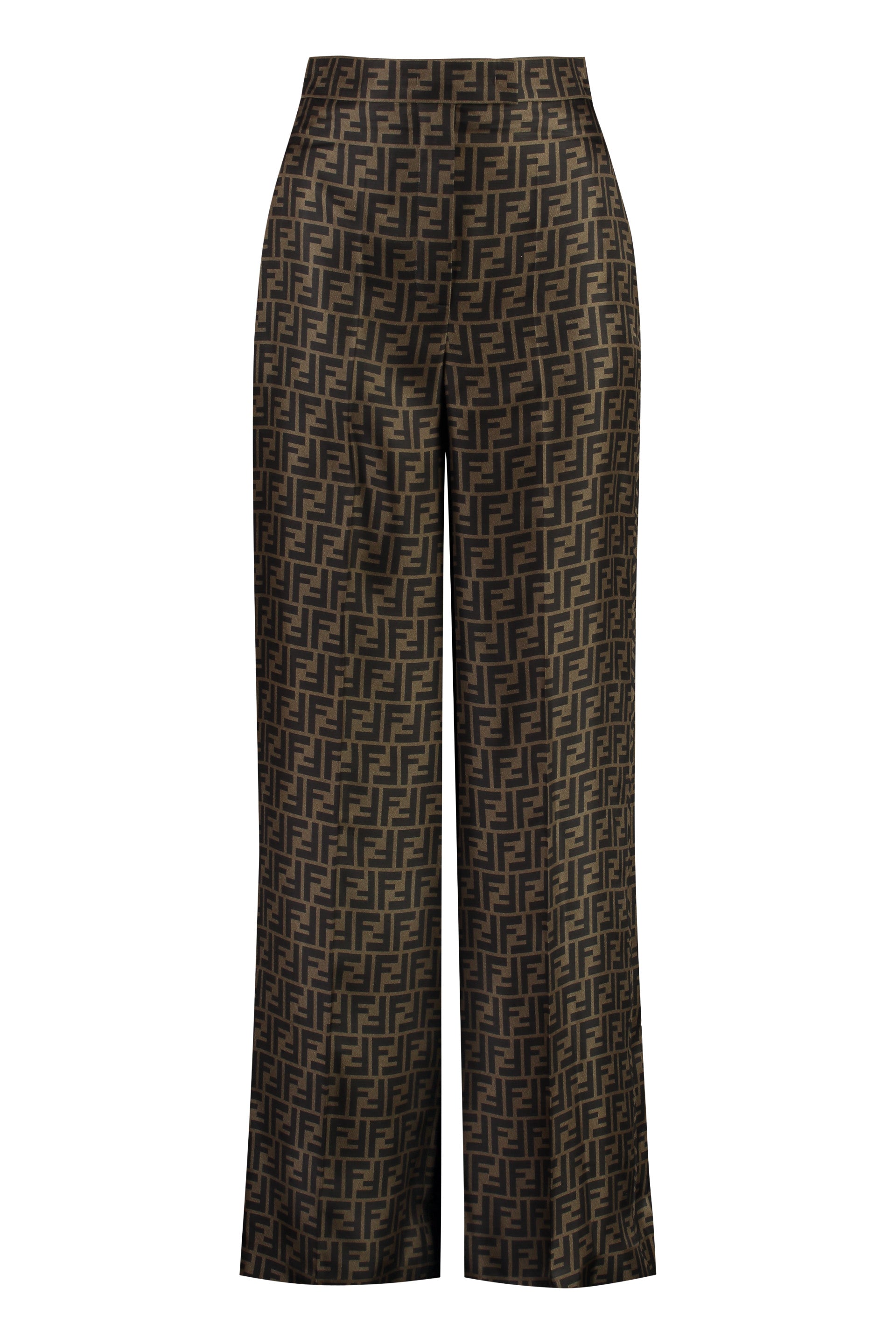 Shop Fendi Stylish Beige Silk Trousers For Women In Tan