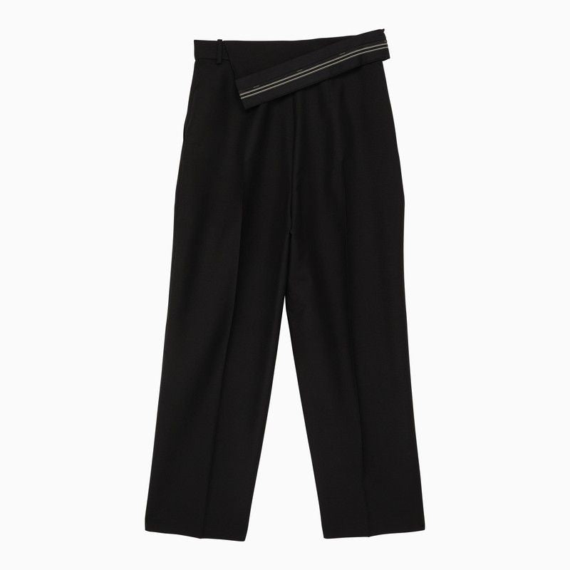 Shop Fendi Black Mohair Asymmetrical Trousers For Women