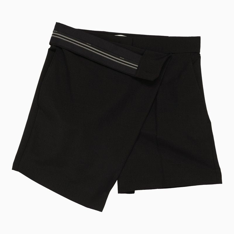 Fendi Asymmetrical Black Wool Blend Shorts For Women