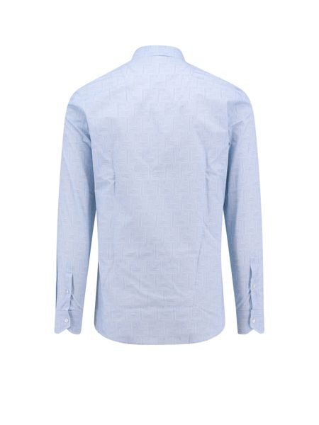 Shop Fendi Effortless Chic  Ff Motif Polyester Long-sleeved Shirt For Men In Aqua