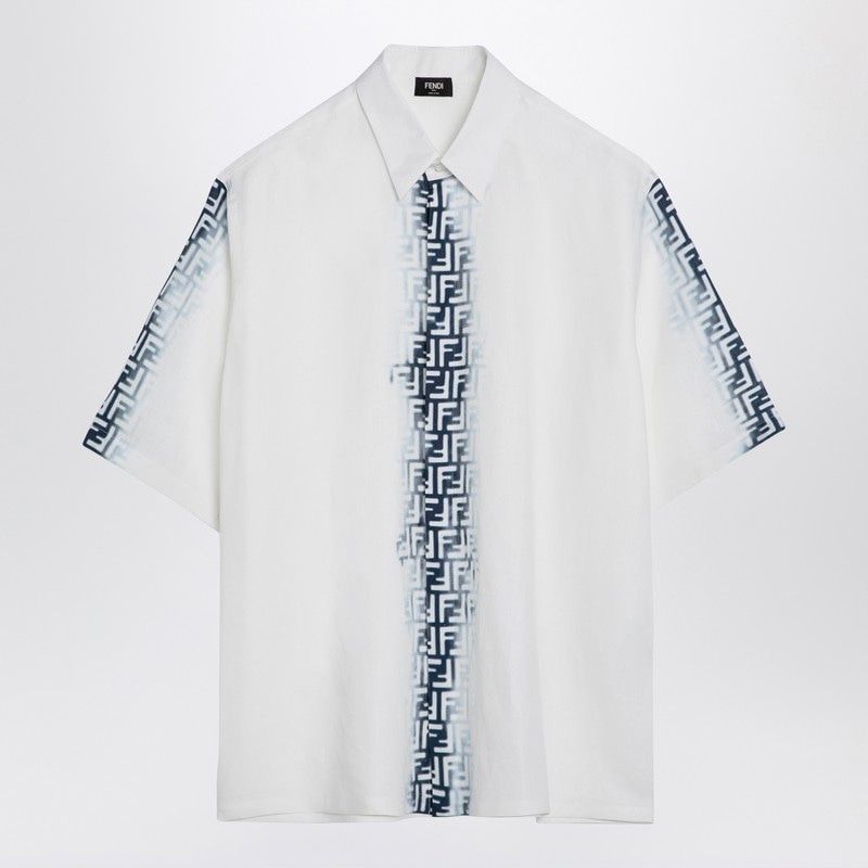 Fendi White Linen Shirt With Logos